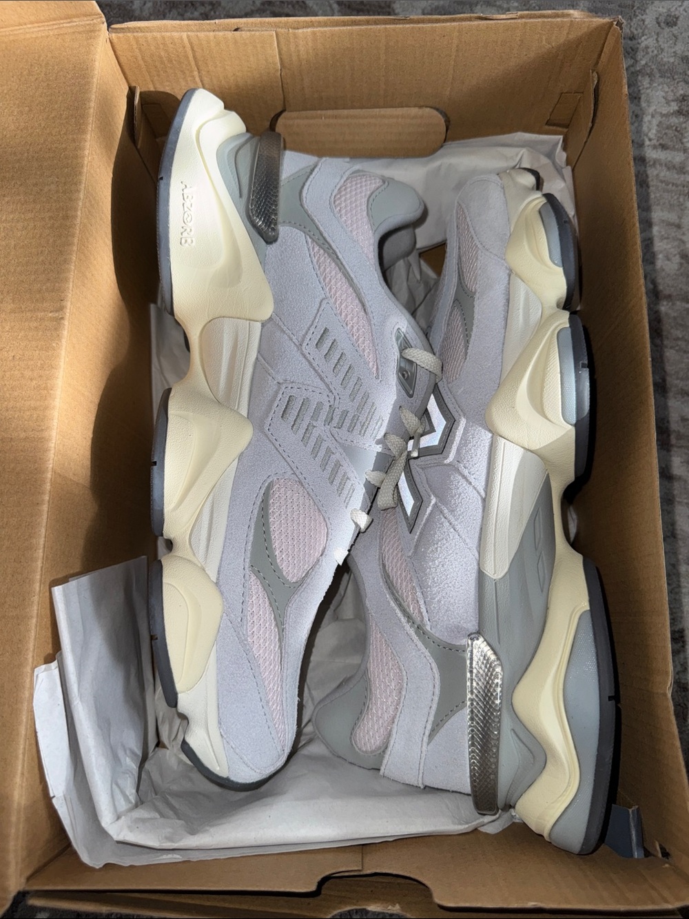 New Balance Women's Grey and Cream Mesh Suede Sneakers